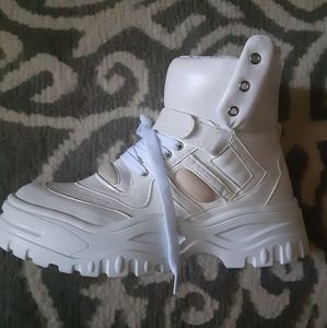 White Chunky Casual High top Sneakers